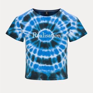Realisation Par Real Tie Dye Logo Tee in Lagoon